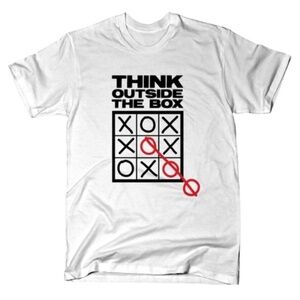 White Think Outside the Box Graphic Tee Shirt